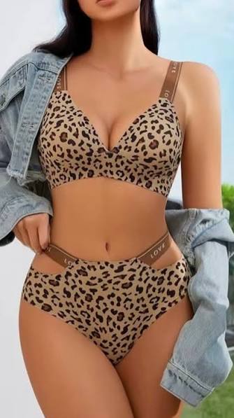 China Premium Quality Leopard Print Bra Set